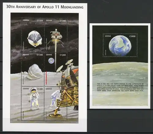Ghana Kleinbogen 2991-2996, Block 380 postfrisch Raumfahrt #GF718