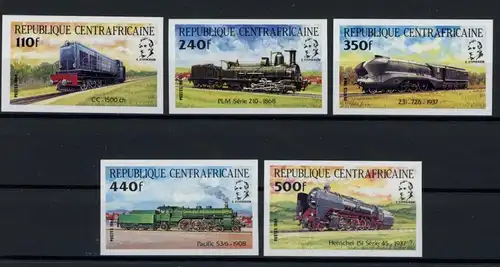 Zentralafr. Rep. 1026-1030 B postfrisch Eisenbahn #IX202