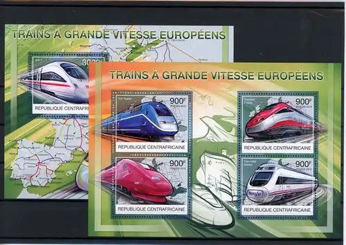 Zentralafr. Rep. Klb 3827-3830, Block 980 postfrisch Eisenbahn #IX208