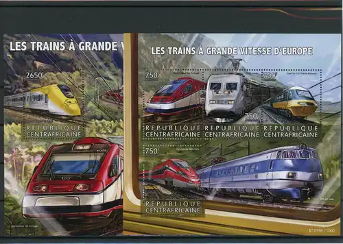 Zentralafr. Rep. Klb 5865-5868, Block 1395 postfrisch Eisenbahn #IX221