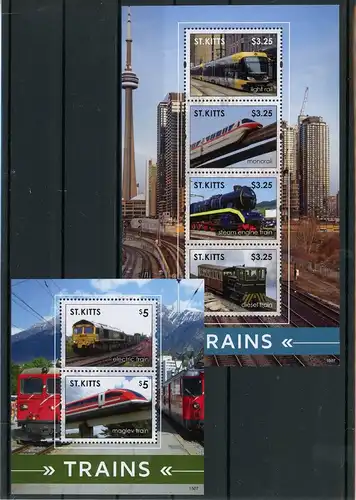 St. Kitts Kleinbogen 1440-1443, Block 146 postfrisch Eisenbahn #IX227