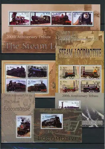 St. Kitts Kleinbogen 500-511, Block 60-62 postfrisch Eisenbahn #IM292