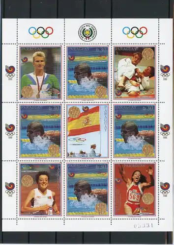 Paraguay Kleinbogen 4308 postfrisch Olympische Spiele #JJ985