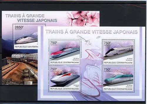 Zentralafr. Rep. Klb 3812-3815, Block 977 postfrisch Eisenbahn #IX207