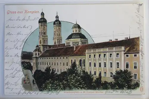 AK Kempten (Allgäu) Residenzplatz u. St. Lorenz Kirche 1900 #PJ110