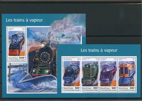 Zentralafr. Rep. Klb 7747-7750, Block 1749 postfrisch Eisenbahn #IX212