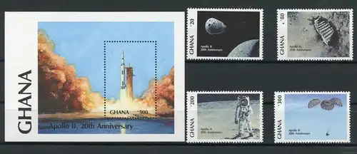 Ghana 1328-1331, Block 149 postfrisch Raumfahrt #GE802