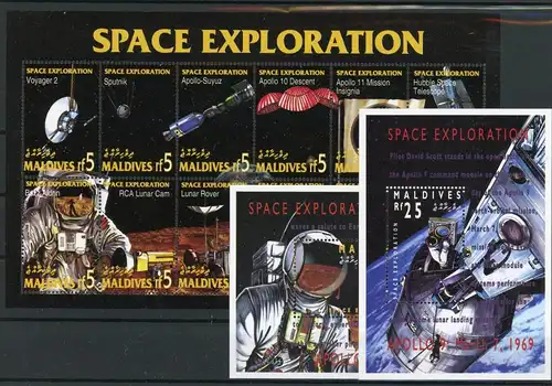Malediven Kleinbogen 2259-2270, Block 320-321 postfrisch Raumfahrt #GE801