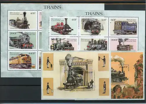 Zentralafr. Rep. Klb 2191-2208, Block postfrisch Eisenbahn #IX211