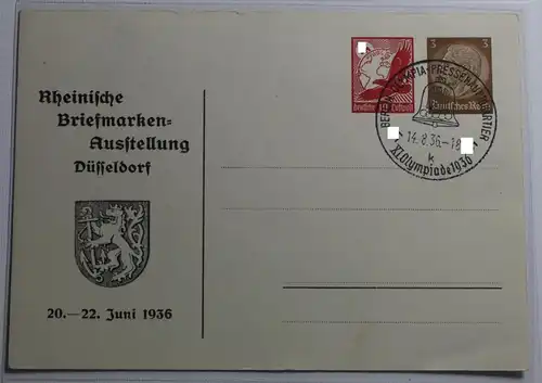 Deutsches Reich Rheinische Briefmarkenausstellung Düsseldorf 1936 #BB615