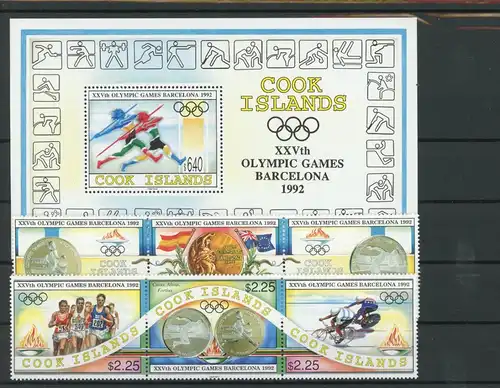 Cook Inseln 3er Str 1354-1359, Block 204 postfrisch Olympia #ID468