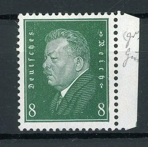 Deutsches Reich 412 z mit Falz Befund Schlegel #JK232