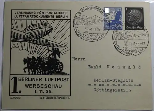 Deutsches Reich 1. Berliner Lustpost Werbeschau 1936 #BB630
