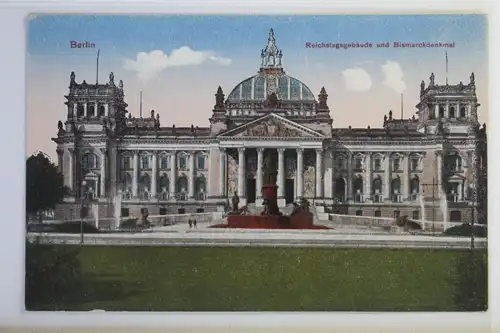 AK Berlin Reichstagsgebäude mit Bismarck-Denkmal #PJ302