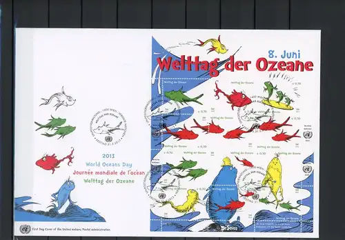 UNO Wien ZD Bogen 776-87 Fische Ersttagesbrief/FDC #JE761
