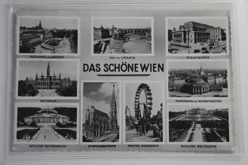 AK Wien Mehrbildkarte (Rathaus, Prater usw.) 1954 #PJ522