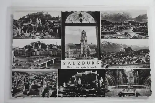 AK Salzburg Mehrbildkarte (Burg, Staatsbrücke usw.) 1961 #PJ538