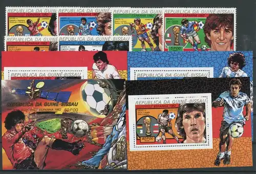 Guinea Bissau 623-628, 3 EB, Block 222 B postfrisch Fußball #JK508