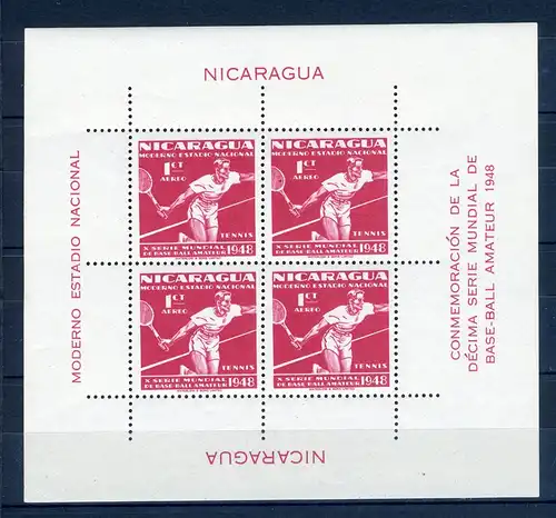 Nicaragua Block 14 postfrisch Tennis #JK352