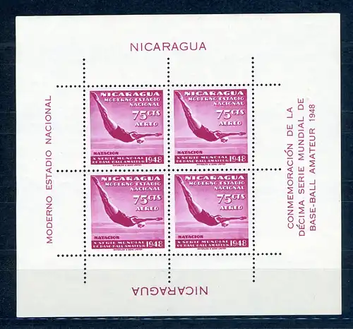 Nicaragua Block 23 postfrisch Turmspringen #JK350