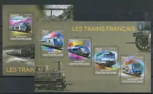 Zentralafr. Rep. Klb 4755-4758, Block 1255 postfrisch Eisenbahn #IX228