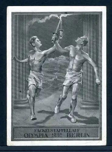 AK Propagandakarte Der Weg des olympischen Feuers 1936 #JM142
