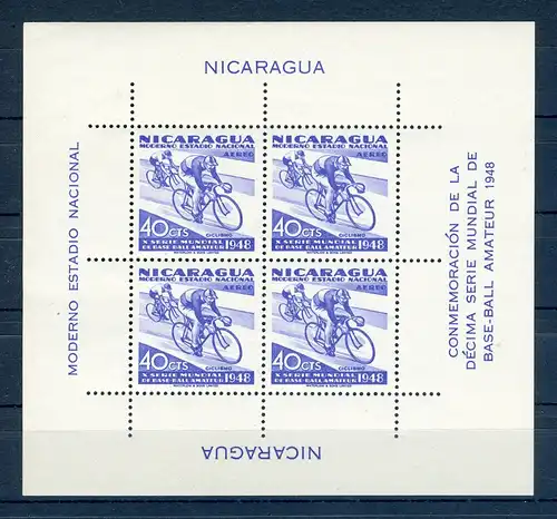 Nicaragua Block 22 postfrisch Radsport #JK349