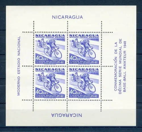 Nicaragua Block 22 postfrisch Radsport #JK349