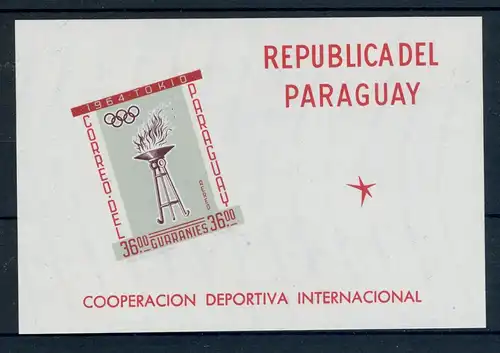 Paraguay Block 29 postfrisch Olympische Spiele #JK342