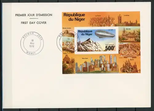 Niger Block 14 Zeppelin Ersttagesbrief/FDC #JD533