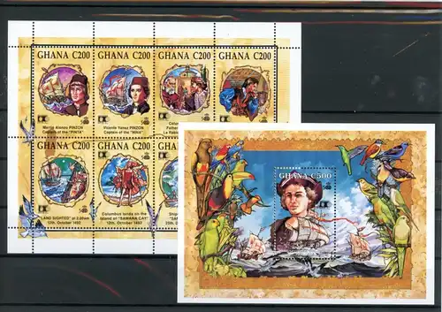 Ghana Kleinbogen 1712-1719, Block 203 postfrisch Kolumbus #JK521