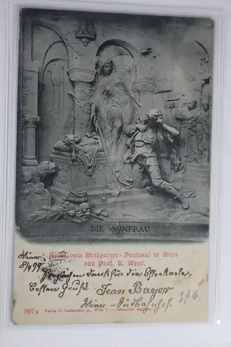 AK Wien Relief vom Grillparzer - Die Ahnenfrau 1899 #PJ593