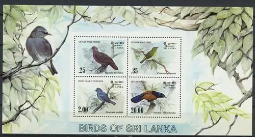 Sri Lanka Block 22 postfrisch Vögel #JD345