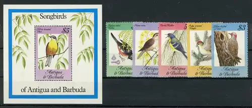 Antigua Barbuda 795-799, Block 81 postfrisch Vögel #JD338