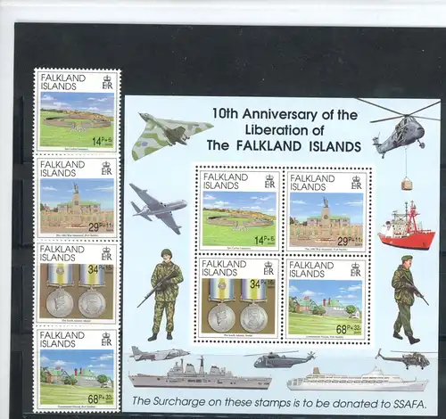 Falkland Inseln 561-564, Block 9 postfrisch Befreiung #JK563