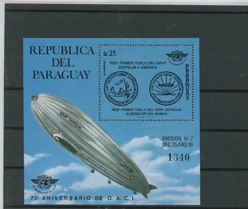 Paraguay Block 334 postfrisch Zeppelin #JK562