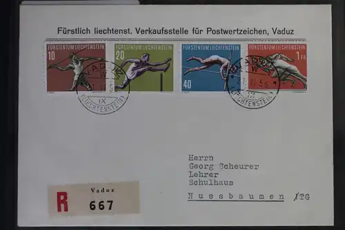 Liechtenstein 342-345 auf Brief als Mischfrankatur als FDC #BB469