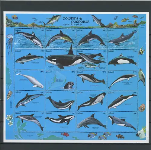 Palau ZD Bogen 444-463 postfrisch Delfine/ Wale #JD553