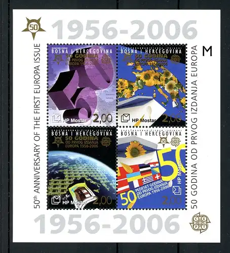 Bosnien-H. Mostar Block 7 postfrisch Europamarken #JM249