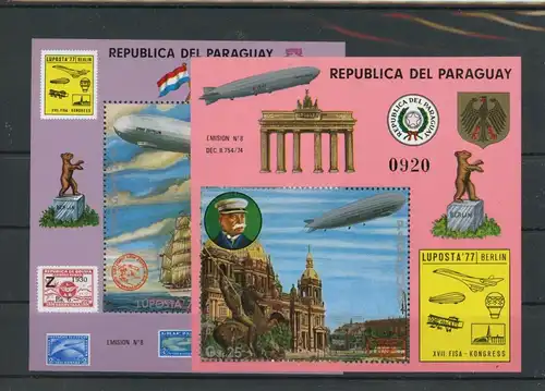 Paraguay Block 298-99 postfrisch Zeppelin #JK877