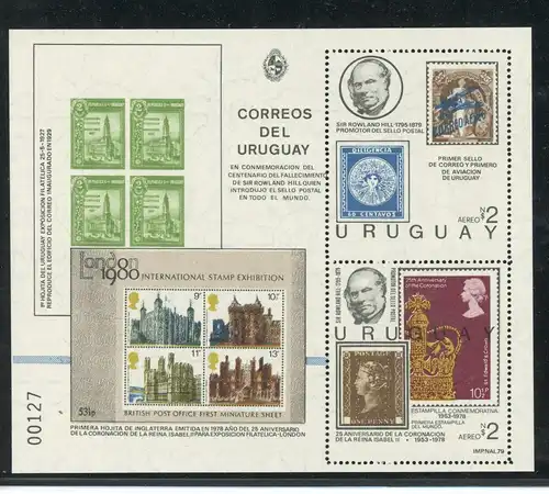 Uruguay Block 45 postfrisch Rowland Hill #JK567