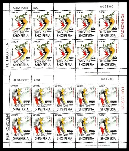 Albanien Kleinbögen 2784-2785 postfrisch Kosovo Hilfe #JM195