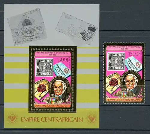 Zentralafrika 598 + Block 46 A postfrisch Rowland Hill #JM235