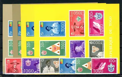 Togo 313-318 + Bl. 5 I + II a/b postfrisch Pfadfinder #JM292
