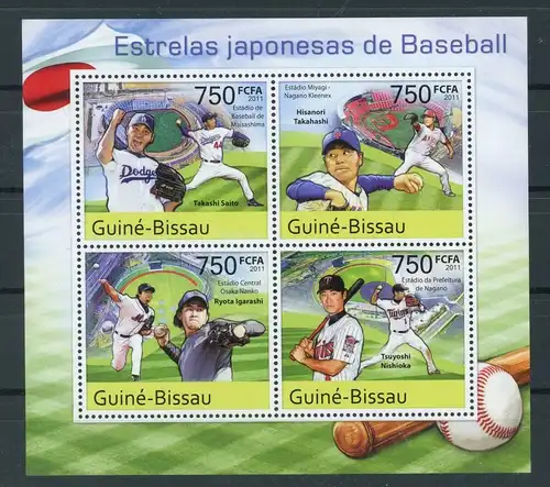 Guinea Bissau Kleinbogen 5513-5516 postfrisch Baseball #JK855