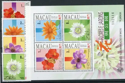 Macau 735-738, Block 23 postfrisch Blumen #JK989