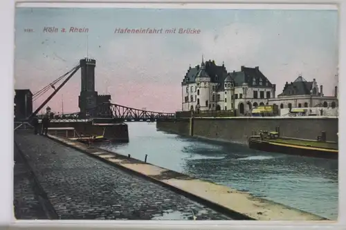 AK Köln am Rhein Hafeneinfahrt mit Brücke #PJ827