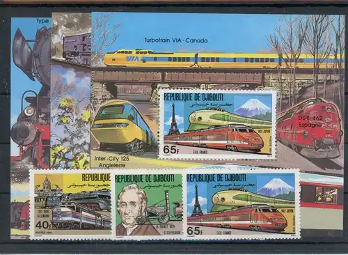 Dschibuti 300-302, Block 36-38 postfrisch Zug #JK816