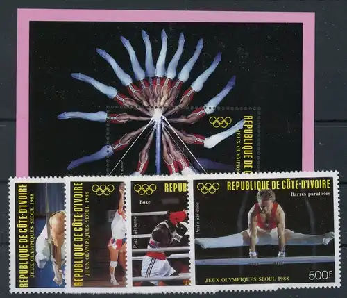 Elfenbeinküste 970-973, Block 30 postfrisch Olympia #JK823