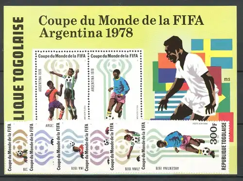 Togo 1300-1305, Block 133 postfrisch Fußball #JK936